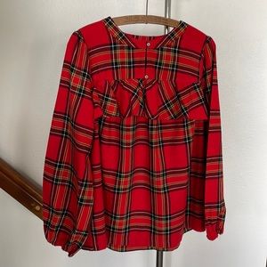 JCrew ruffled holiday top. Size Tall Medium. Adorable!